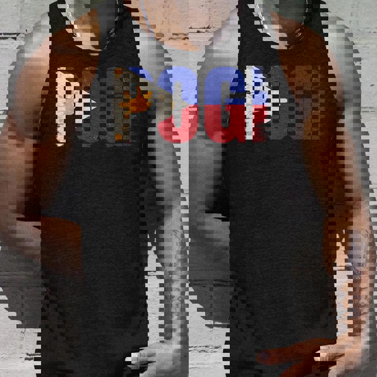 Pogi フィリピンのスラングとフィリピン国旗。 タンクトップ 彼への贈り物