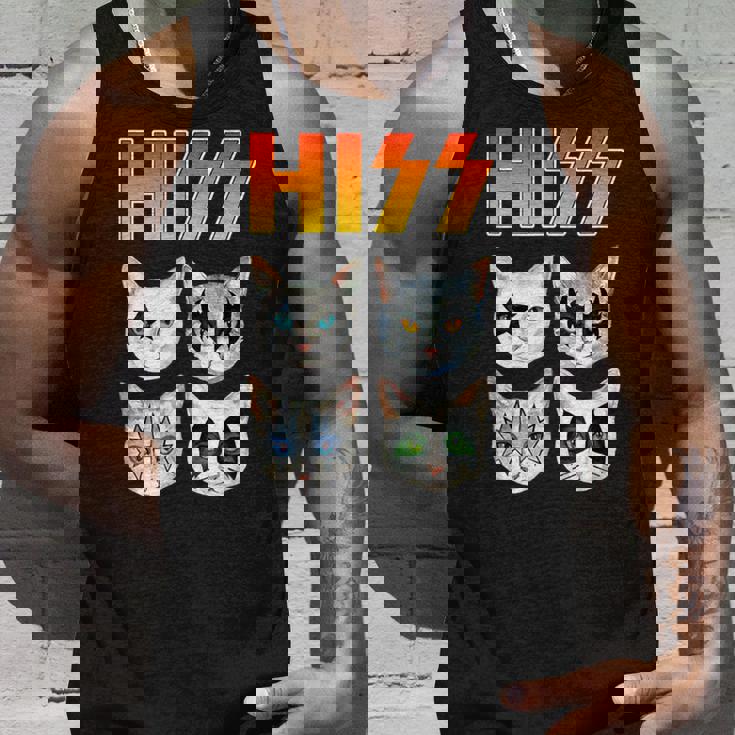 Hiss 猫 子猫 ニャー ロッカー パロディ バンド 面白い 猫好き タンクトップ 彼への贈り物