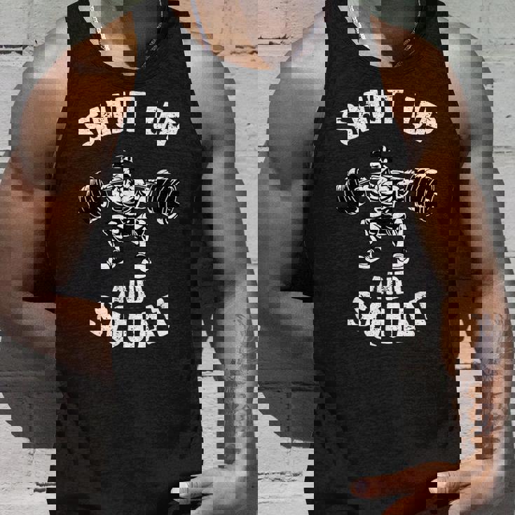 Shut Up Andquat スローガン ボディビルダー ベンチプレス タンクトップ 彼への贈り物