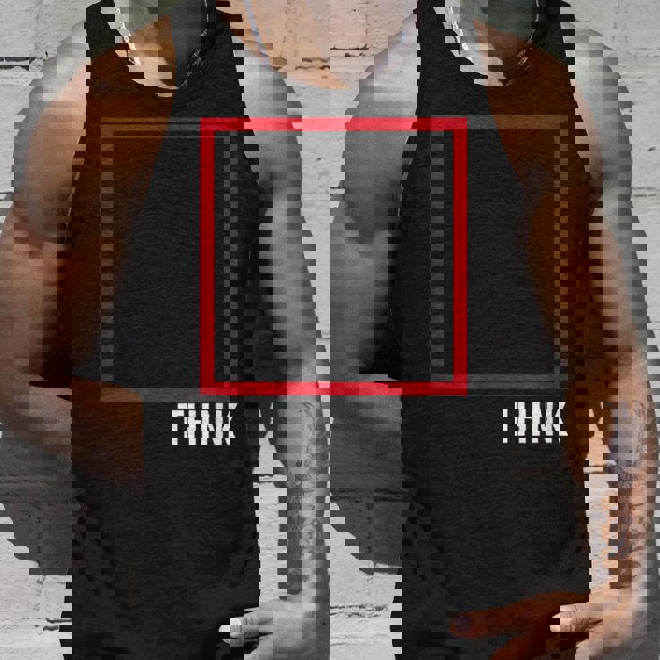 Think Outside The Box 哲学者、本好き、オタクのためのデザイン タンクトップ 彼への贈り物