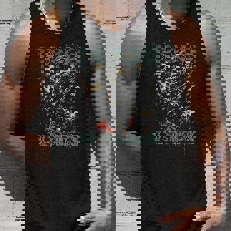 Trash Till You Crash ゾンビ メタルバンド 怖い ハロウィン ロック タンクトップ 彼への贈り物