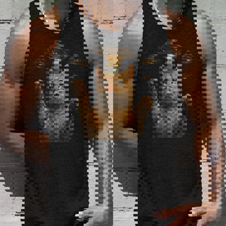 Ufo 誘拐 猫 面白い エイリアン ビーム リアル スタイル タンクトップ 彼への贈り物