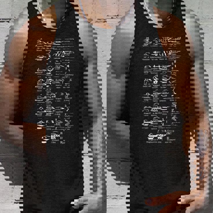 Ufo型空飛ぶ円盤船識別チャート タンクトップ 彼への贈り物