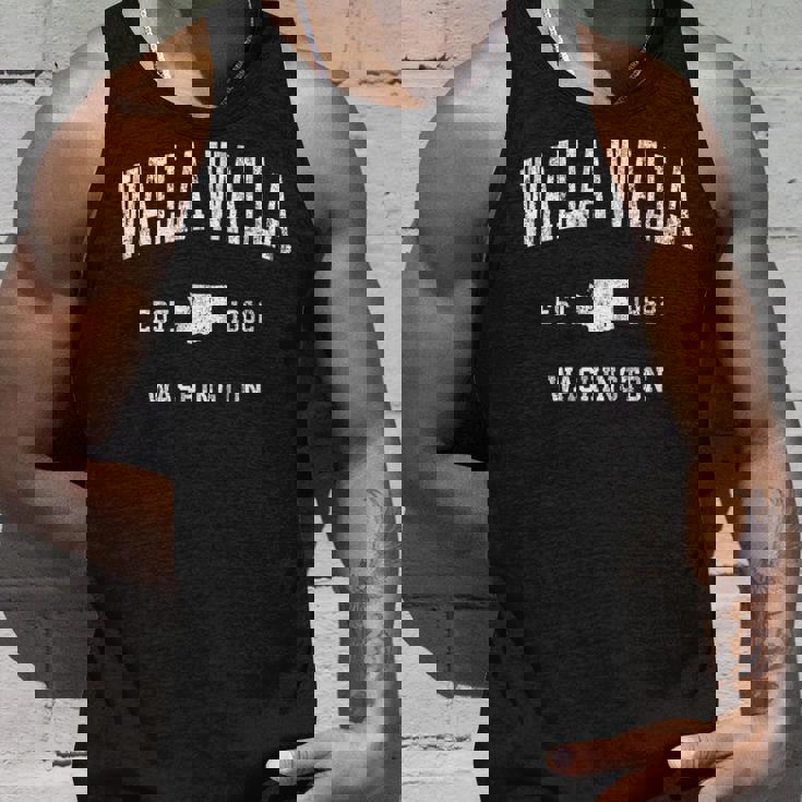 Walla Walla Washington Wa ビンテージアスレチックスポーツデザイン タンクトップ 彼への贈り物