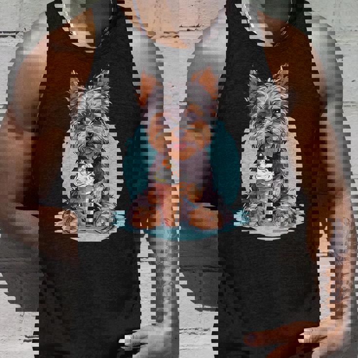 Yorkie Dog アニメ アイスクリームを食べる 夏 かわいい タンクトップ 彼への贈り物