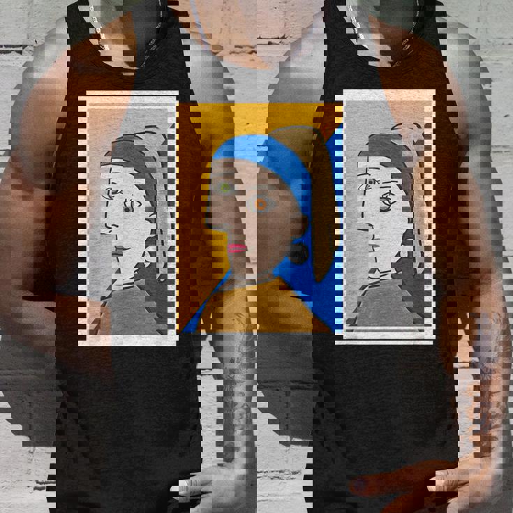 【ピカソ風】真珠の耳飾りの少女／フェルメール（パロディ）【世界の名画】面白い 美術館アート タンクトップ 彼への贈り物