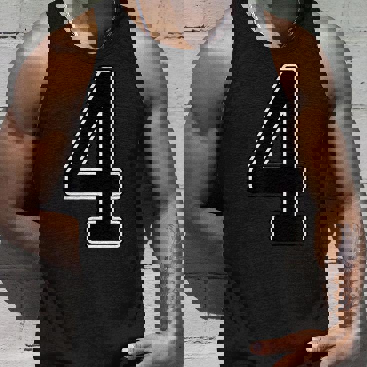 【両面プリント・表裏】4 数字 背番号・胸 ユニフォーム ナンバー【ブラック／黒の文字】スポーツ 部活 チーム 野球 タンクトップ 彼への贈り物