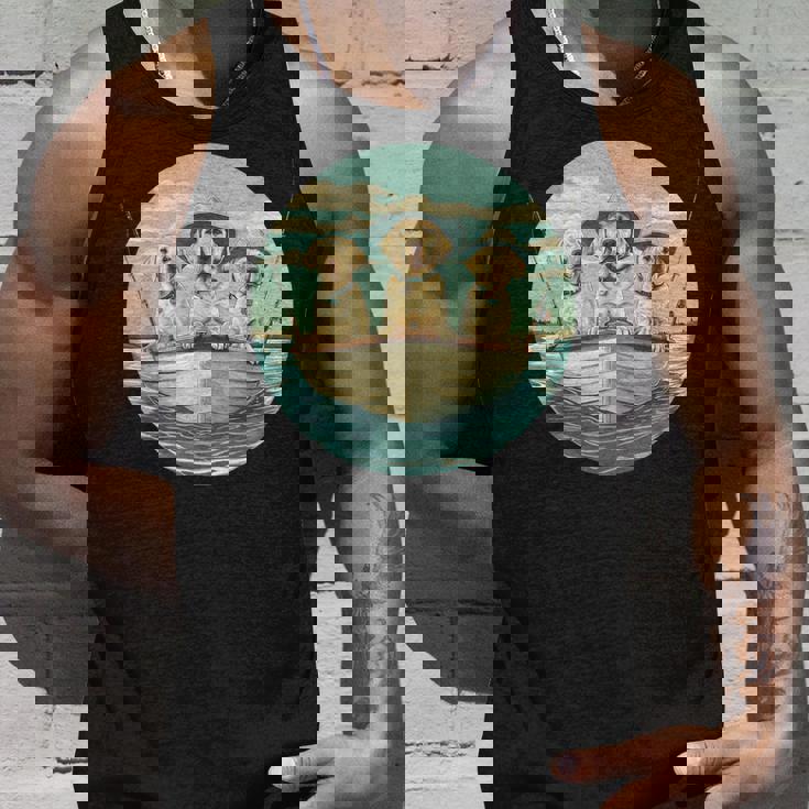 かわいい イエロー ラブラドールレトリバー 犬 釣り ボート 湖 犬 タンクトップ 彼への贈り物