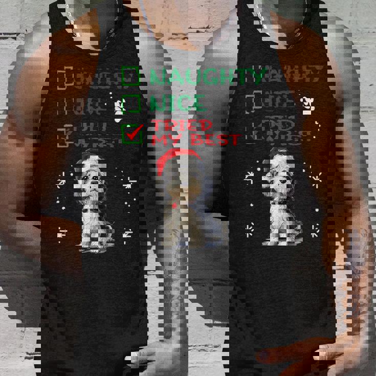 かわいい ダンディ ディンモント テリア 犬 クリスマス いたずら 素敵 試した タンクトップ 彼への贈り物