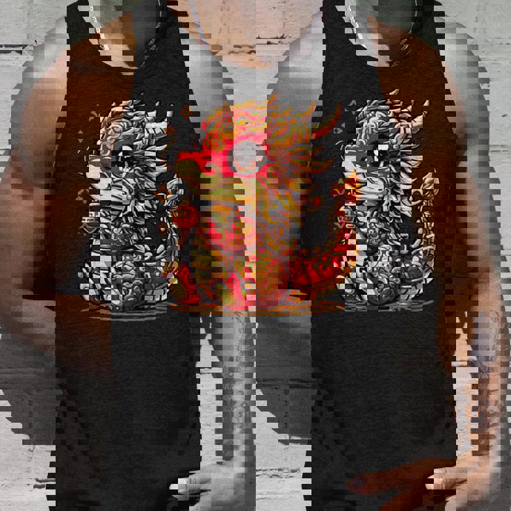 かわいい かわいい 赤 金 龍 中国 旧正月 縁起物 タンクトップ 彼への贈り物