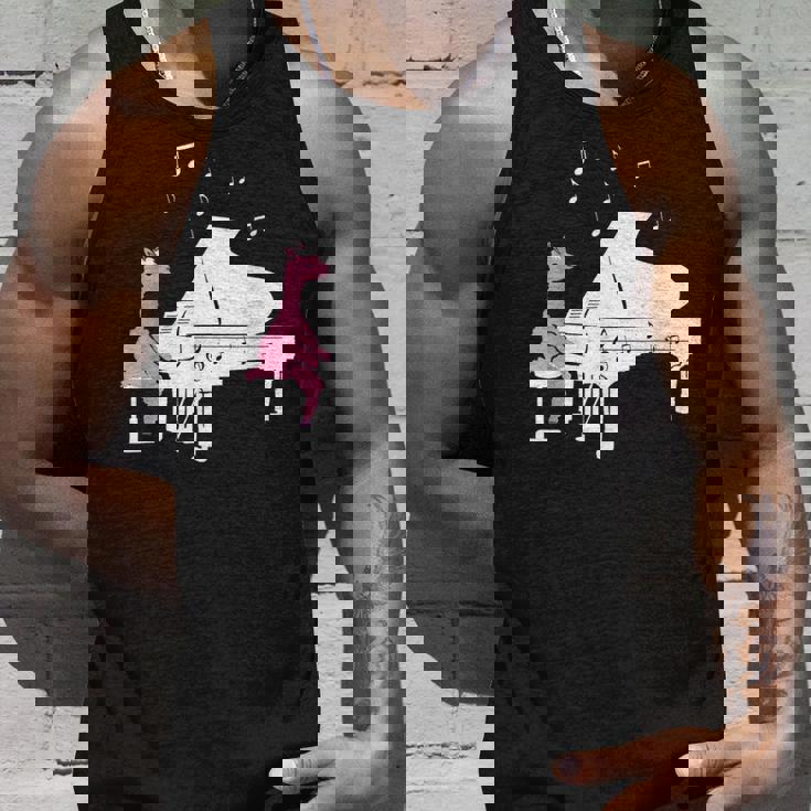 かわいいアルパカ弾き ピアノ音符記号 ミュージシャンアート タンクトップ 彼への贈り物