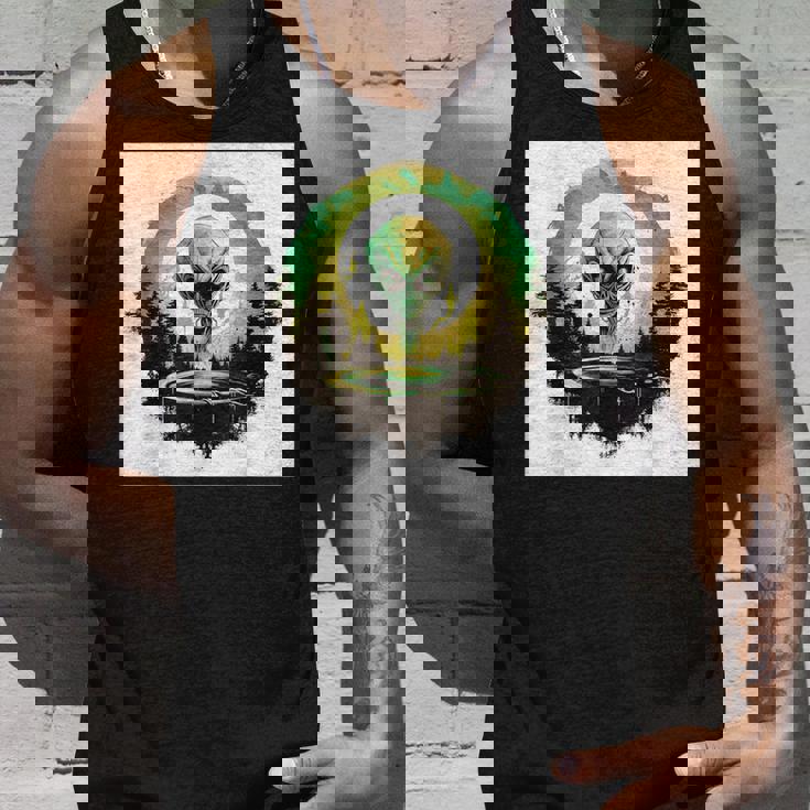 かわいいグリーンエイリアンヘッドufoスペースフェイス タンクトップ 彼への贈り物