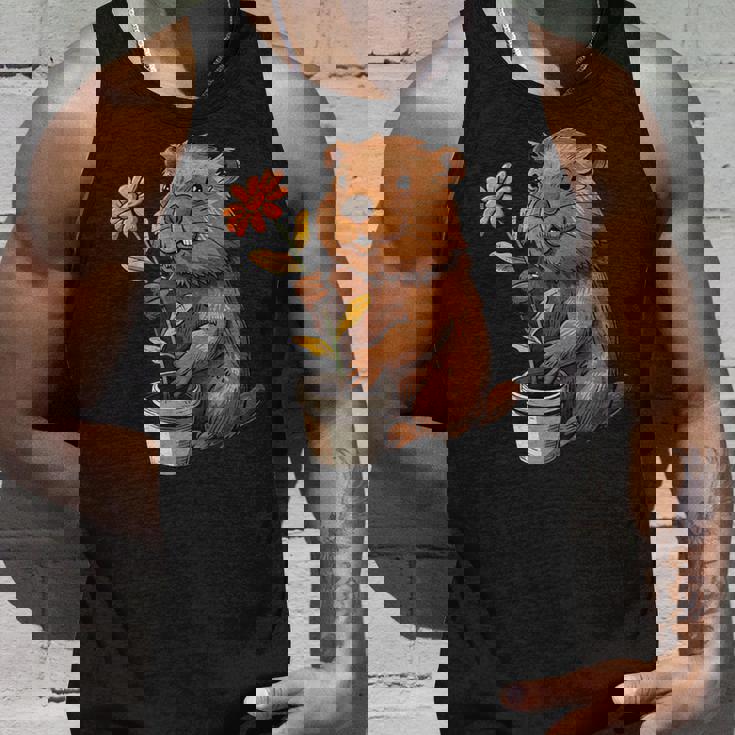 かわいいコスチューム愛好家のための鉢植えのハッピービーバー タンクトップ 彼への贈り物