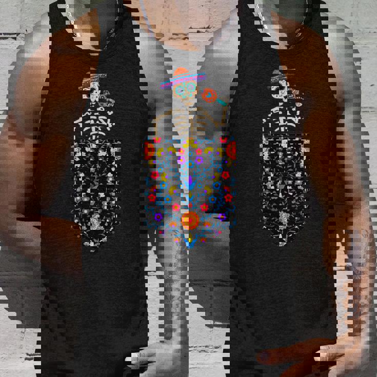 かわいいシュガースカル スケルトン ポケット入り メキシカン シンコ・デ・マヨ タンクトップ 彼への贈り物