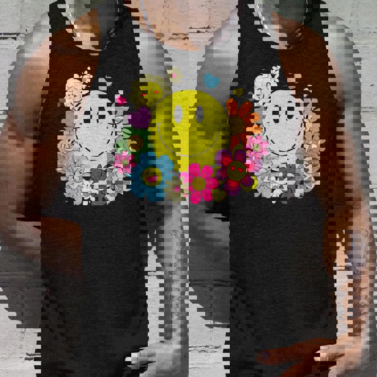 かわいいスマイルフェイス 花 ハッピーフェイス 花 ハート キッズ ガールズ タンクトップ 彼への贈り物