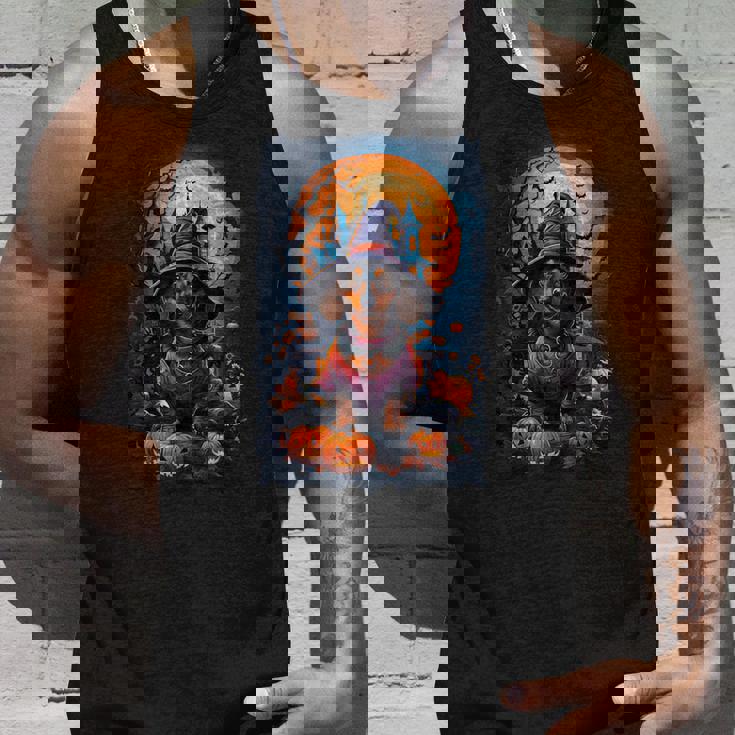 かわいいダックスフントと不気味なお化け屋敷のハロウィンコスチューム タンクトップ 彼への贈り物