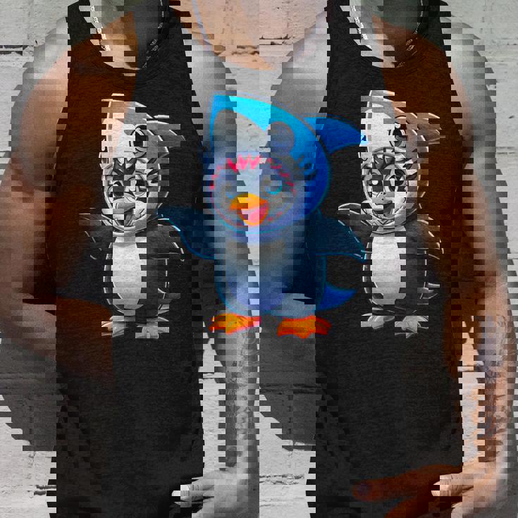 かわいいペンギンのサメのフュージョン漫画コスチューム。 タンクトップ 彼への贈り物