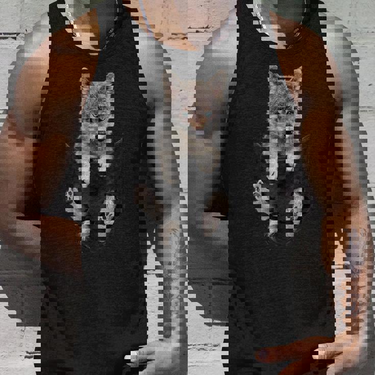 かわいい毛皮のような茶色のオオカミのポケット タンクトップ 彼への贈り物