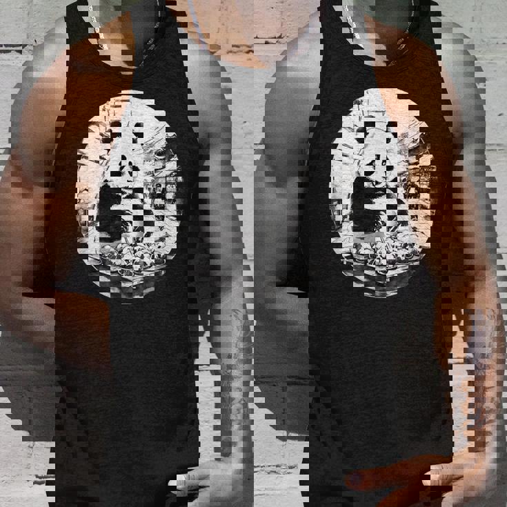 たこ焼き パンダ 水墨画 日本食 大阪 おもしろ 和風 動物 タンクトップ 彼への贈り物