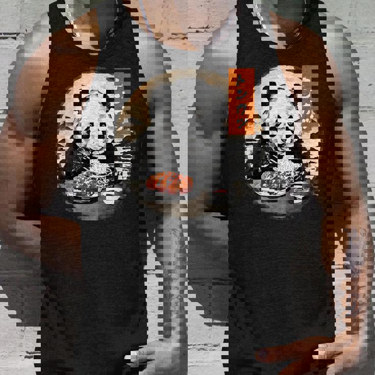 とんかつ パンダ 水墨画 日本食 日本語 おもしろ レトロ 和風 動物 タンクトップ 彼への贈り物