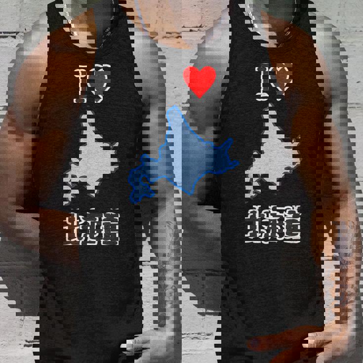 アイラブ・北海道（I Love ハート）地図【47都道府県】ジモtティ Jimo-T 地元愛 お土産 面白 タンクトップ 彼への贈り物