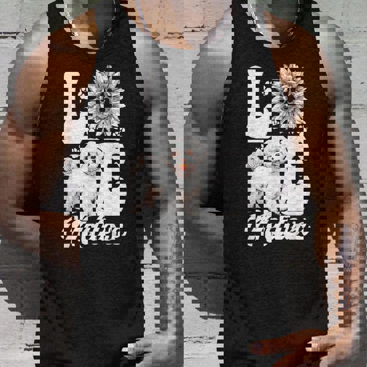 アイ・ラブ・マルチーズ・ドッグ・オーナー・ファニー・ポー・プリント・サンフラワー・ラバー タンクトップ 彼への贈り物