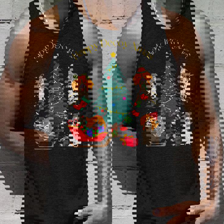 アグリー ハッピーデコピンクリスマス コーイケルホンディエ犬 ダッチデコイスパニエル犬 タンクトップ 彼への贈り物