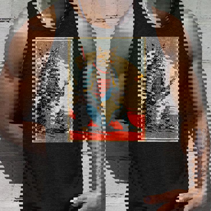 アニメ 日本の侍猫 エレキギターを弾くアートワーク タンクトップ 彼への贈り物