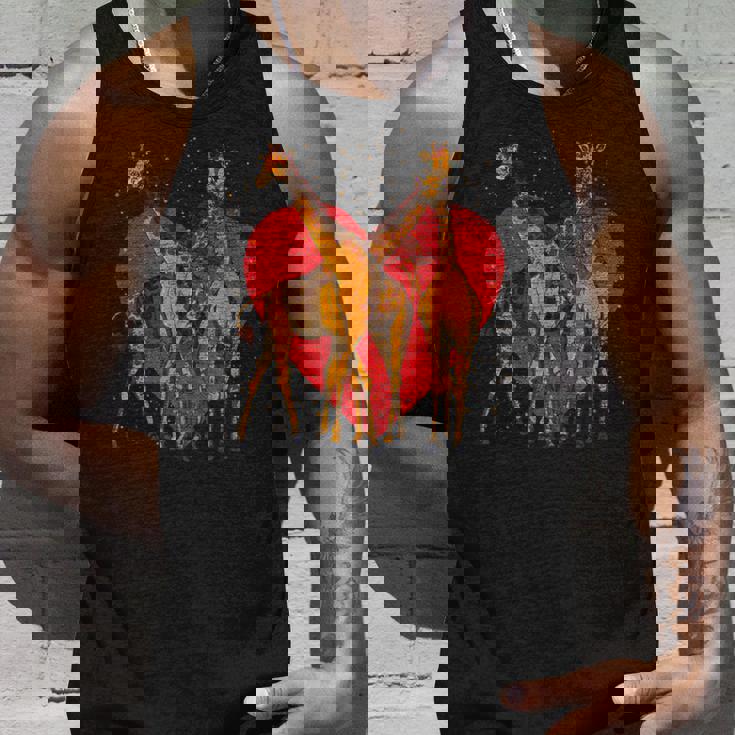 アフリカ サファリ アニマル ハート バレンタインデー ギフト ラブ キリン タンクトップ 彼への贈り物