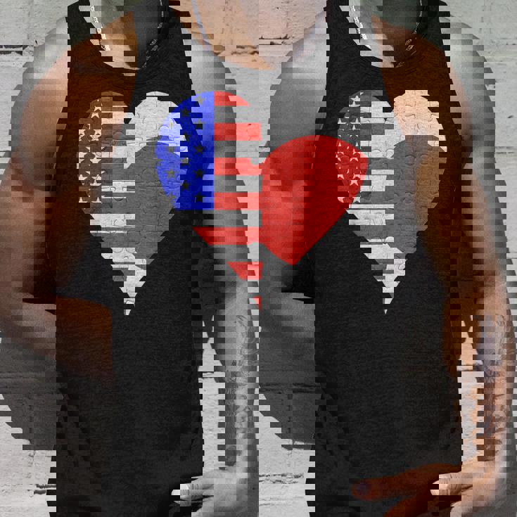 アメリカ日本国旗ハート タンクトップ 彼への贈り物