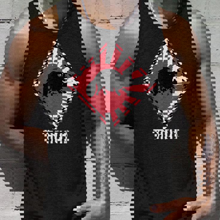 アライグマ犬 たぬき交差 日本ライジングサンフラッグ タンクトップ 彼への贈り物