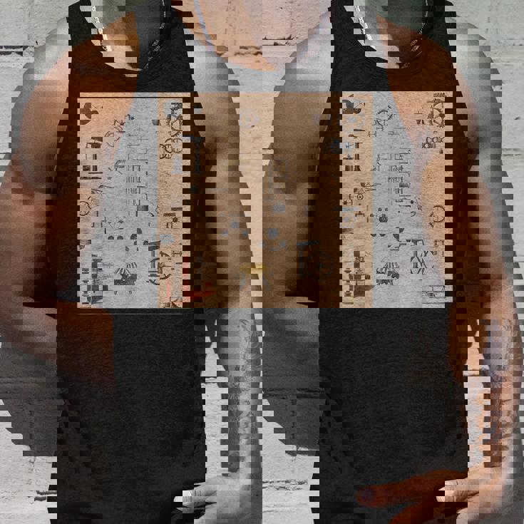 アンティークエンジニアリング機械科学パターン タンクトップ 彼への贈り物