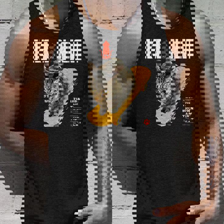 イカ耳ねこ、うずら 猫 キジトラ猫 イカミミ Cat タンクトップ 彼への贈り物