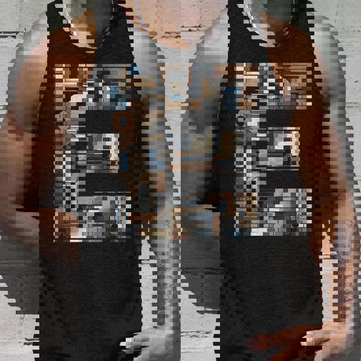 イニシャル 名前 文字 E アルファベット キュービズム アートスタイル 長袖tシャツ タンクトップ 彼への贈り物