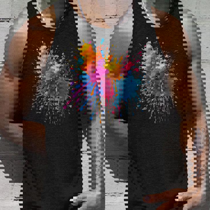 インク ペンキ 飛び散り レインボープリント カラフル イラスト タンクトップ 彼への贈り物