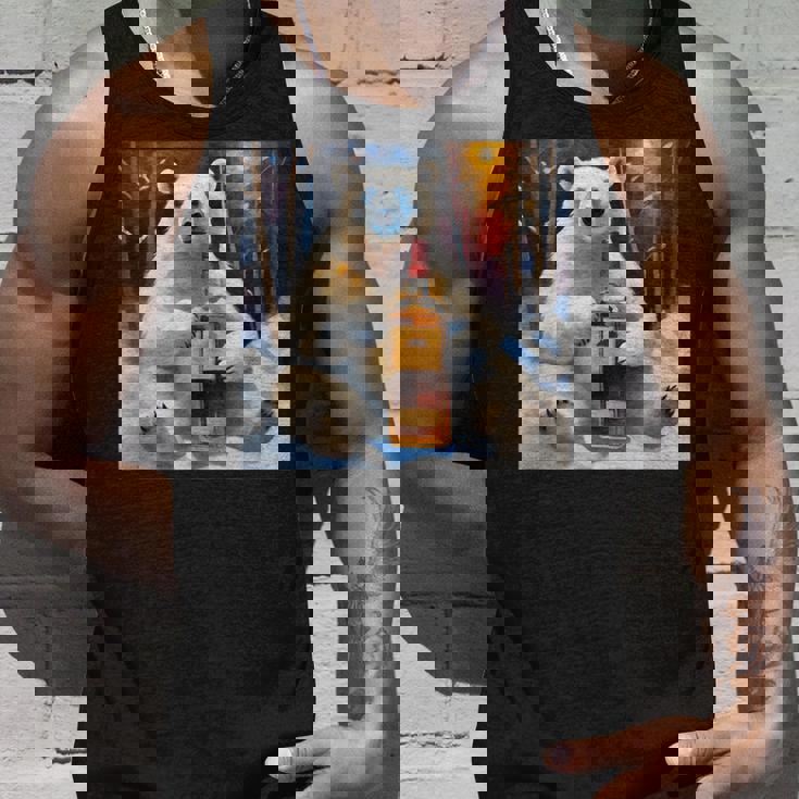 ウイスキーが飲みたいと目で訴える白熊 半袖 男女兼用 タンクトップ 彼への贈り物