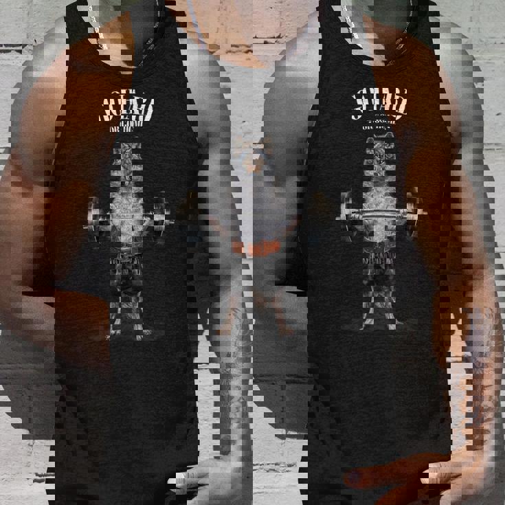 ウェイトリフティング 筋トレ バーベル やる気がないなら家に帰れ オオカミ 狼 タンクトップ 彼への贈り物