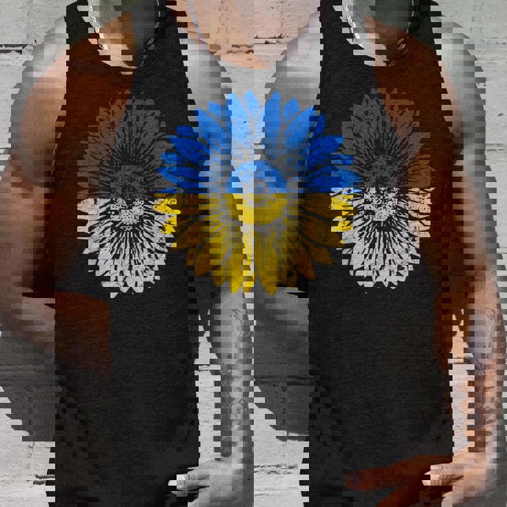 ウクライナの平和ひまわり苦しめられた青と黄色 タンクトップ 彼への贈り物