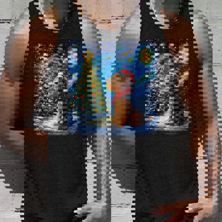 エアデール・テリア 星降る夜 クリスマス ゴッホ 犬の休日 タンクトップ 彼への贈り物