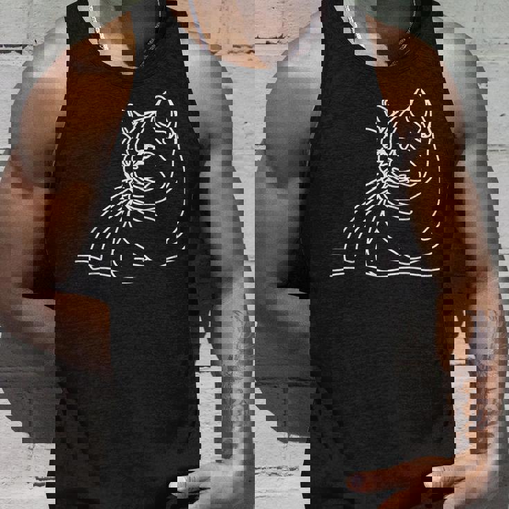 エレガントなラインアート ブリティッシュショートヘアの猫 タンクトップ 彼への贈り物