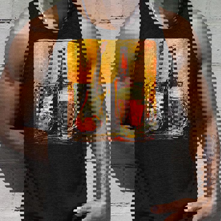 エレキギター好きのための酒とビールのロックギター タンクトップ 彼への贈り物