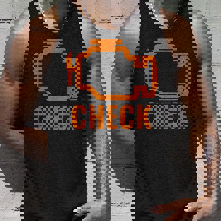 オレンジ色の車のエンジンダッシュボード警告灯 面白いメカニック。 タンクトップ 彼への贈り物