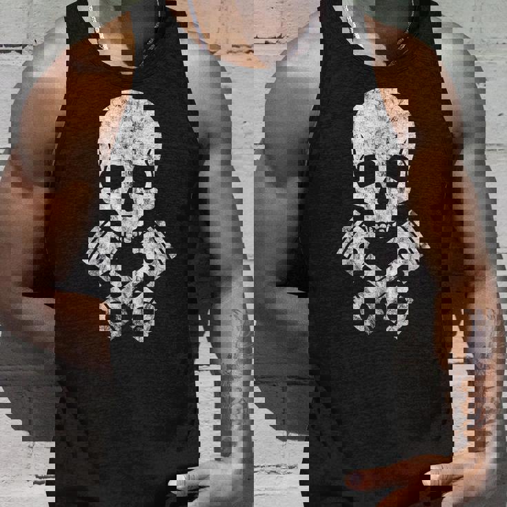 オートバイのホットロッドスカルとクロスボーンピストン タンクトップ 彼への贈り物