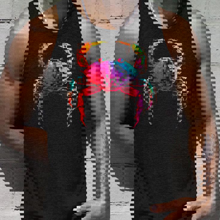 カニ カラフル 幾何学 動物 アート グラフィック モチーフ カニ タンクトップ 彼への贈り物