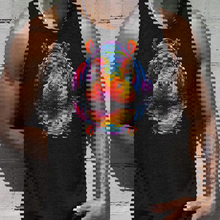 カバ カラフル アート 動物 かわいい グラフィック モチーフ カバ タンクトップ 彼への贈り物