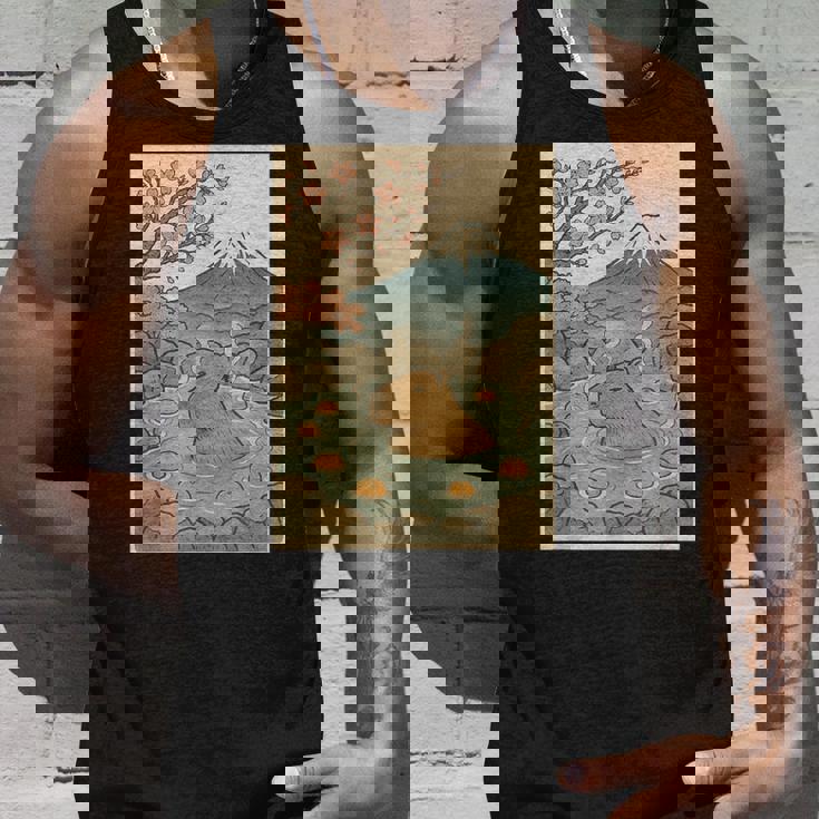 カピバラ 桜と温泉のカワイイアート タンクトップ 彼への贈り物