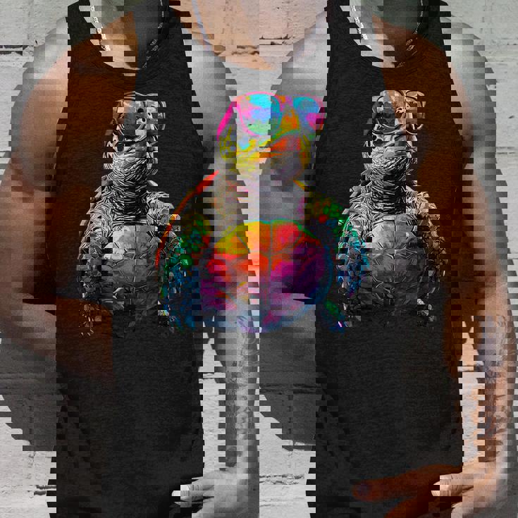 カメ カラフル Popart レインボー 爬虫類 かわいい亀 タンクトップ 彼への贈り物