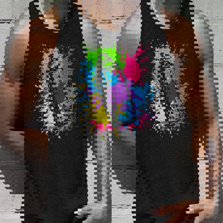 カラフル グラフィティグラフィックスプレーペンキの缶ストリートアートアーティスト タンクトップ 彼への贈り物