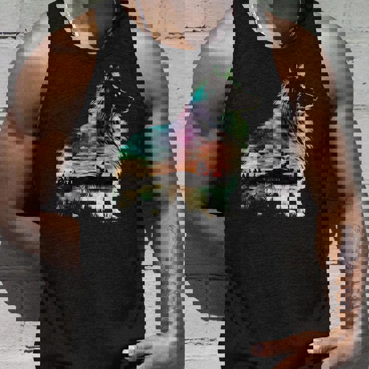 カラフル シェルティ 自然 シェットランド シープドッグ 反射 タンクトップ 彼への贈り物