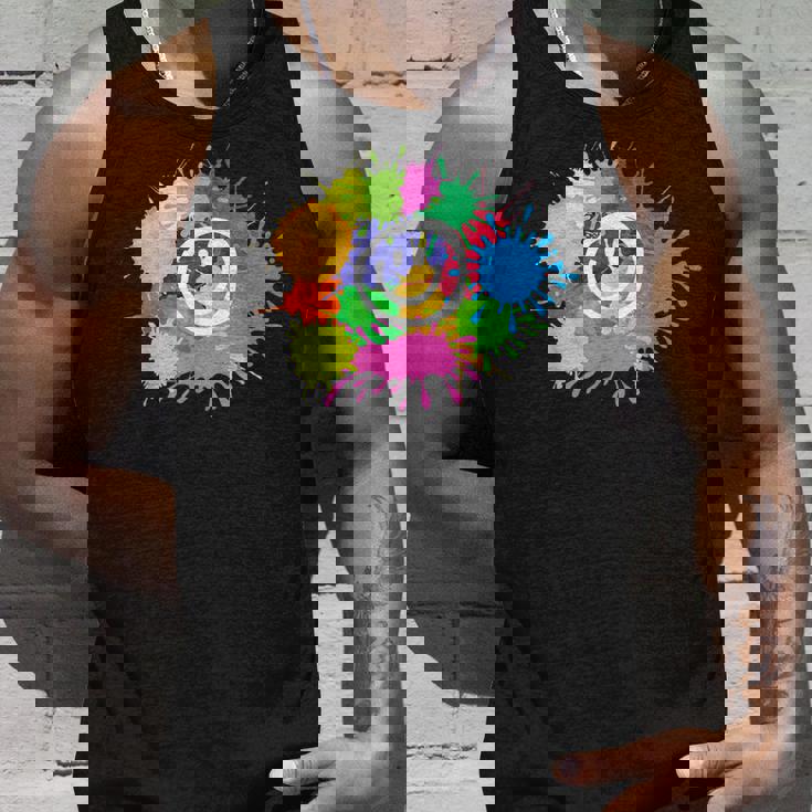 カラフル スプラッター ペイント 水彩 スマイル フェイス ユニセックス タンクトップ 彼への贈り物